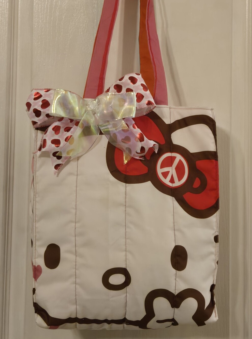 Handmade Hello Kitty Pink and Red Heart Bow Tote